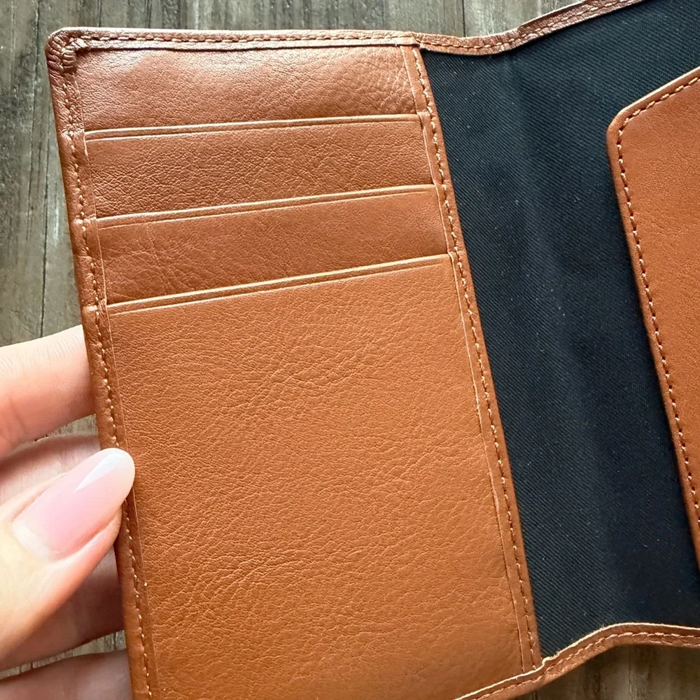 COACH Men's Leather Passport Holder in Tan Brown